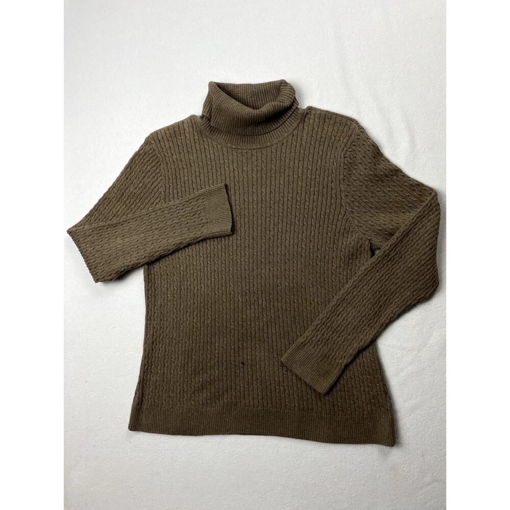 Vintage Jeanne Pierre XL Sweater Brown Cotton Blend Knit Pullover Top